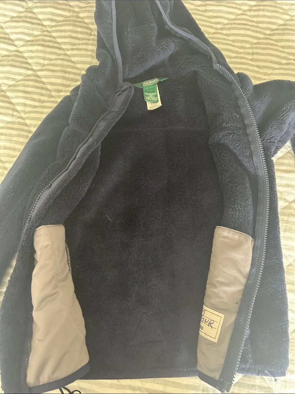 L.L. Bean High Pile Fleece Navy Plush Sherpa Zip-Up Hoodie